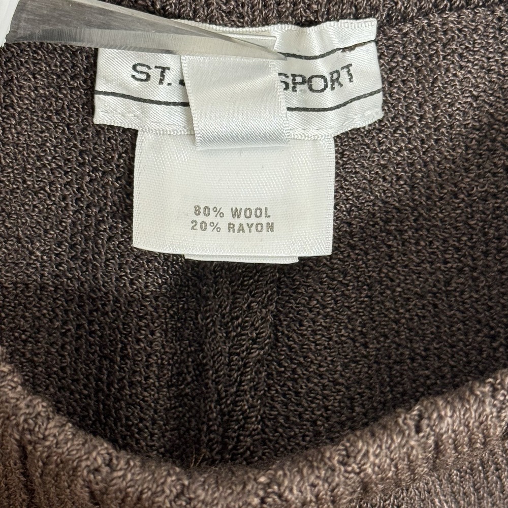 Vintage St. John Sport Women's S Brown Wool Knit Pants Quiet Luxury Wide Leg - Picture 5 of 8